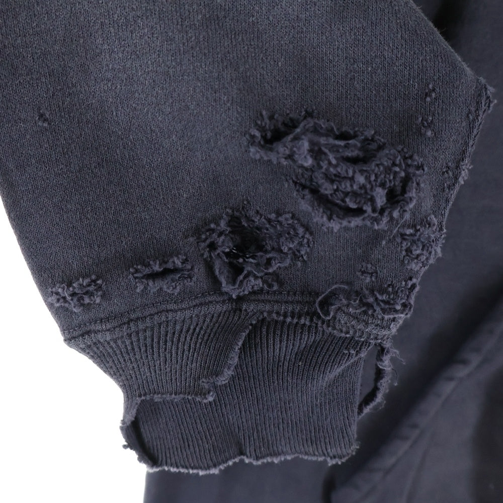 SAINT MICHAEL(セントマイケル) 25AW×DE LA SOUL DLS_HOODIE SM-HR1-0000-C19 デラソウル ダメージ加工スウェットプルオーバーパーカー グレー