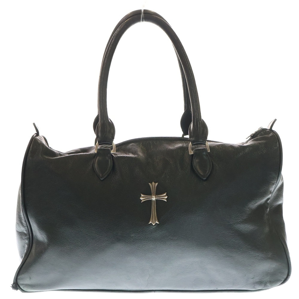 CHROME HEARTS(クロムハーツ) ラージクロス レザーボストンバッグ ブラック