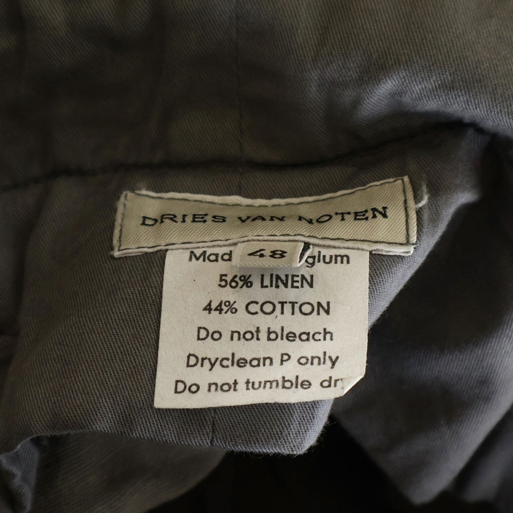 DRIES VAN NOTEN(ドリスヴァンノッテン) リネンスリットロングパンツ チャコールグレー