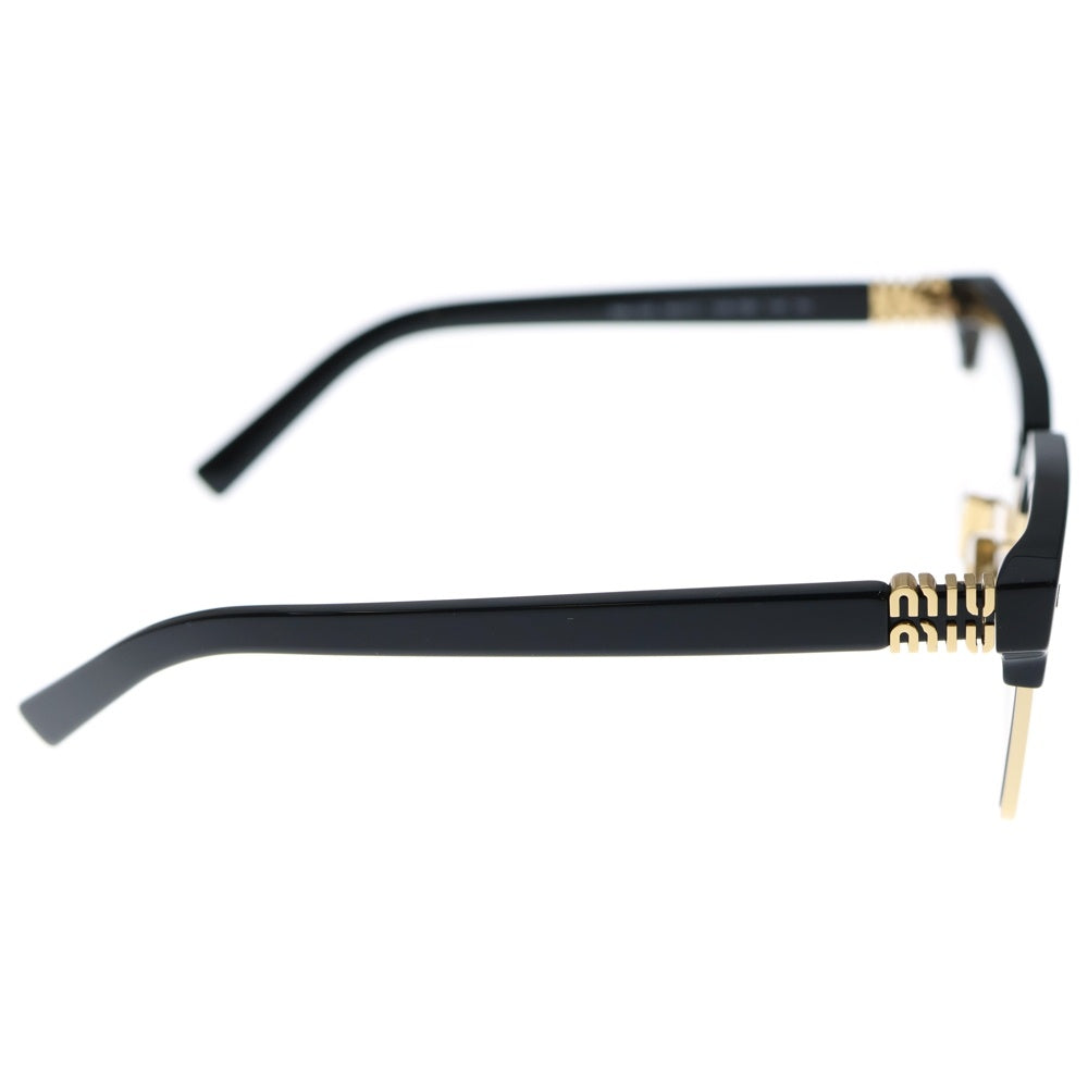 miumiu(ミュウミュウ) ハーフリム ロゴフレームサングラス 眼鏡 アイウェア ブラック/ゴールド SMU10Z レディース