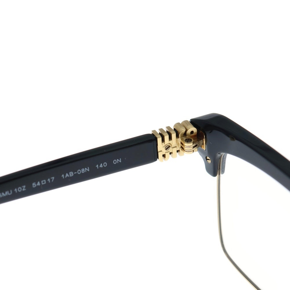 miumiu(ミュウミュウ) ハーフリム ロゴフレームサングラス 眼鏡 アイウェア ブラック/ゴールド SMU10Z レディース