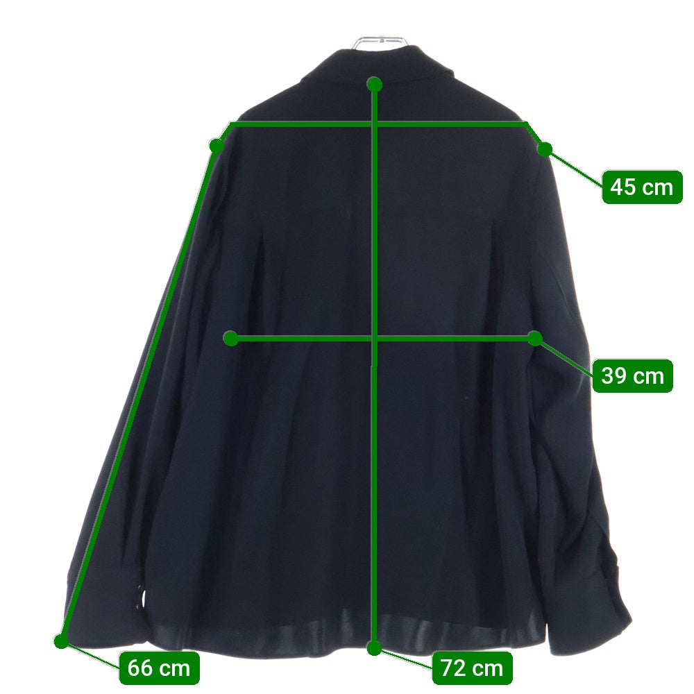 CULLNI(クルニ) 25SS Dry Double Satin Asymmetrical Long Sleeve Shirt アシンメトリー 長袖シャツ ブラック25-SS-014B