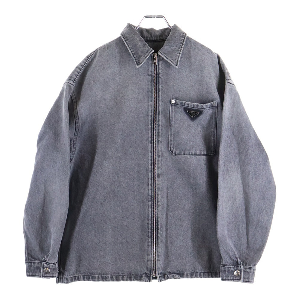 PRADA(プラダ) 23AW トライアングルロゴデニムジップジャケット グレー GEC086