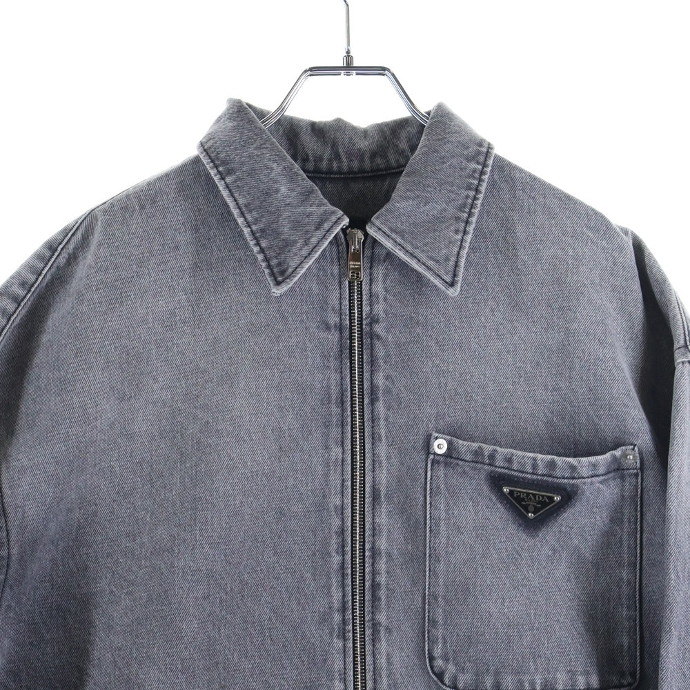 PRADA(プラダ) 23AW トライアングルロゴデニムジップジャケット グレー GEC086
