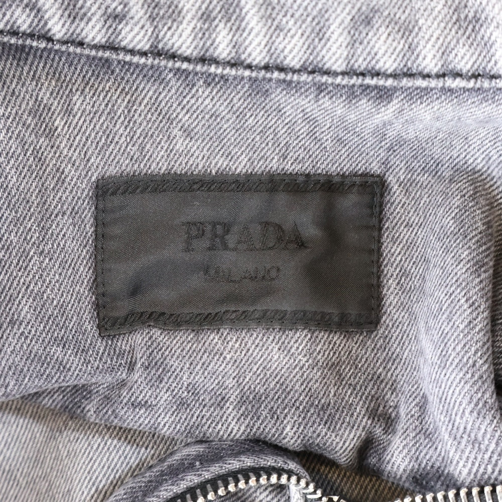 PRADA(プラダ) 23AW トライアングルロゴデニムジップジャケット グレー GEC086