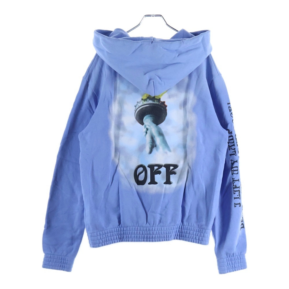 OFF-WHITE(オフホワイト) 自由の女神プリント プルオーバースウェットパーカー フーディー ブルー OMBB034E18192015