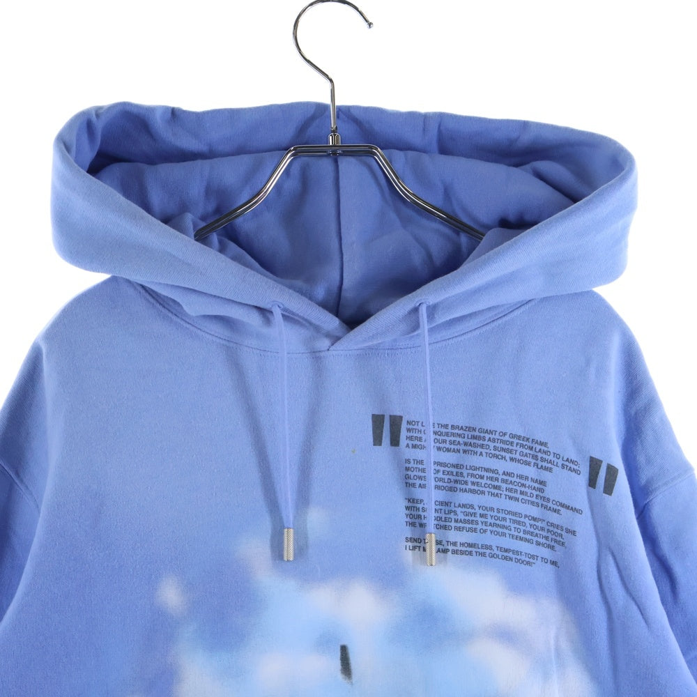 OFF-WHITE(オフホワイト) 自由の女神プリント プルオーバースウェットパーカー フーディー ブルー OMBB034E18192015