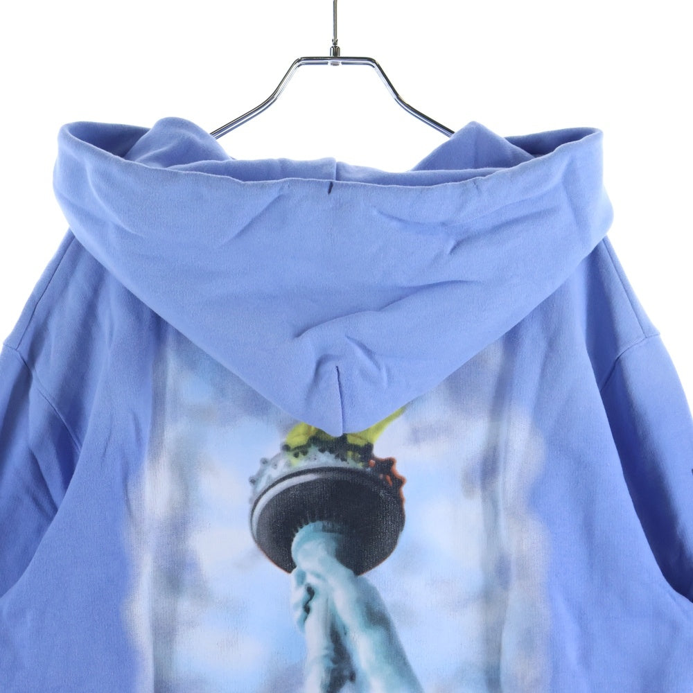 OFF-WHITE(オフホワイト) 自由の女神プリント プルオーバースウェットパーカー フーディー ブルー OMBB034E18192015