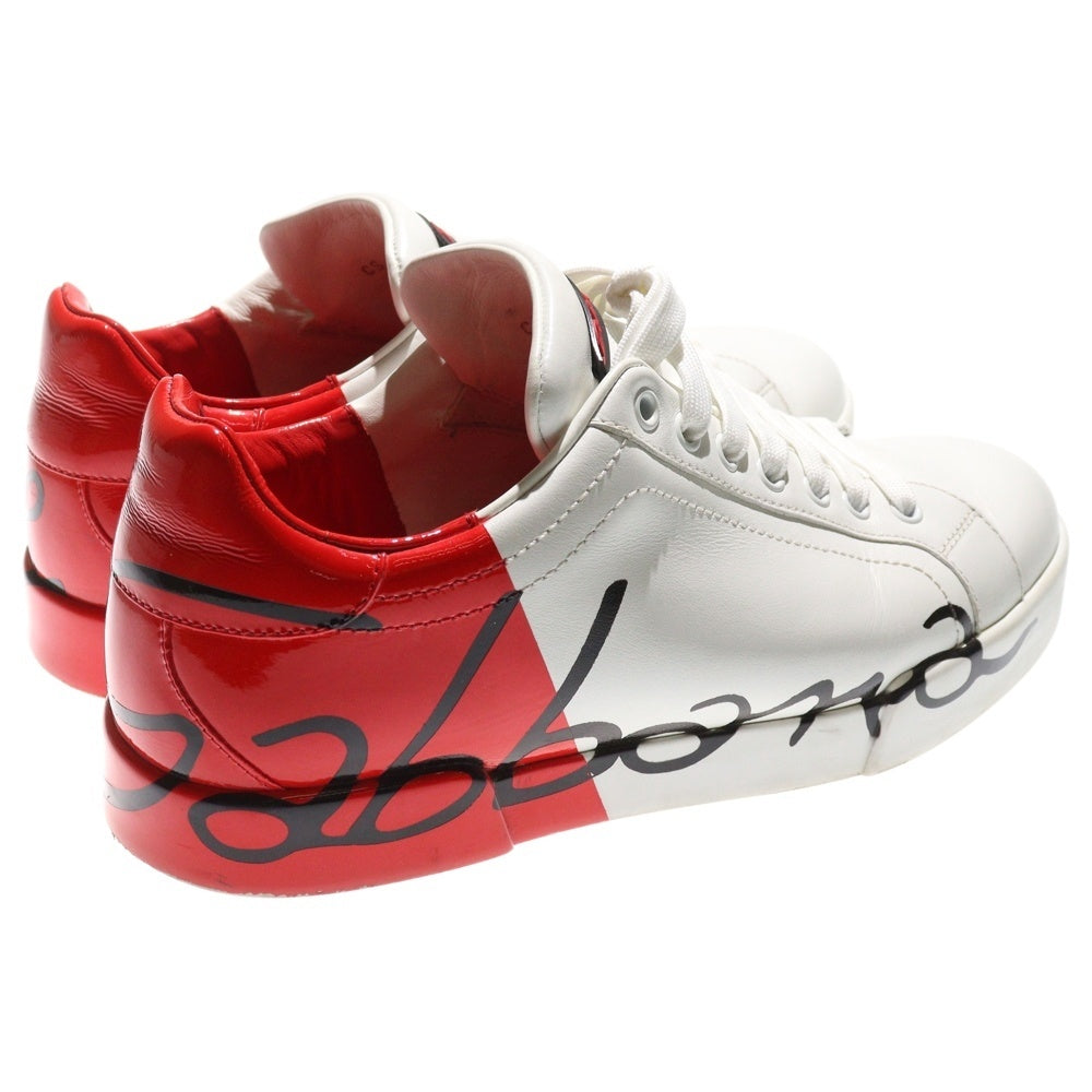 DOLCE & GABBANA(ドルチェアンドガッバーナ) PORTOFINO ポルトフィーノ バイカラー ロゴプリント レザー エナメル ローカットスニーカー ホワイト/レッド CS-1600