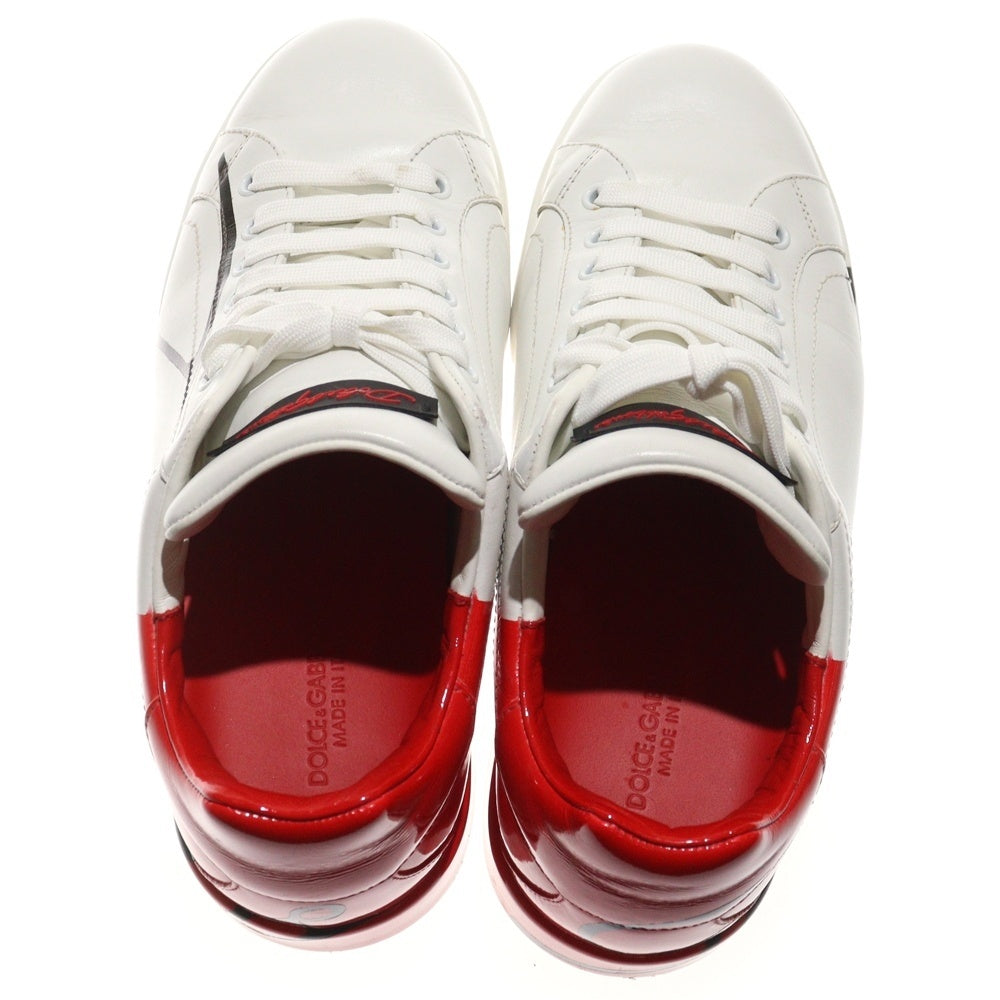 DOLCE & GABBANA(ドルチェアンドガッバーナ) PORTOFINO ポルトフィーノ バイカラー ロゴプリント レザー エナメル ローカットスニーカー ホワイト/レッド CS-1600