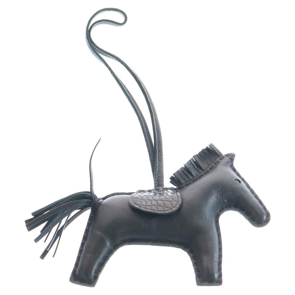 HERMES(エルメス) ロデオチャーム タッチ MM バッグチャーム ブラック レザー×アリゲーター スイフト