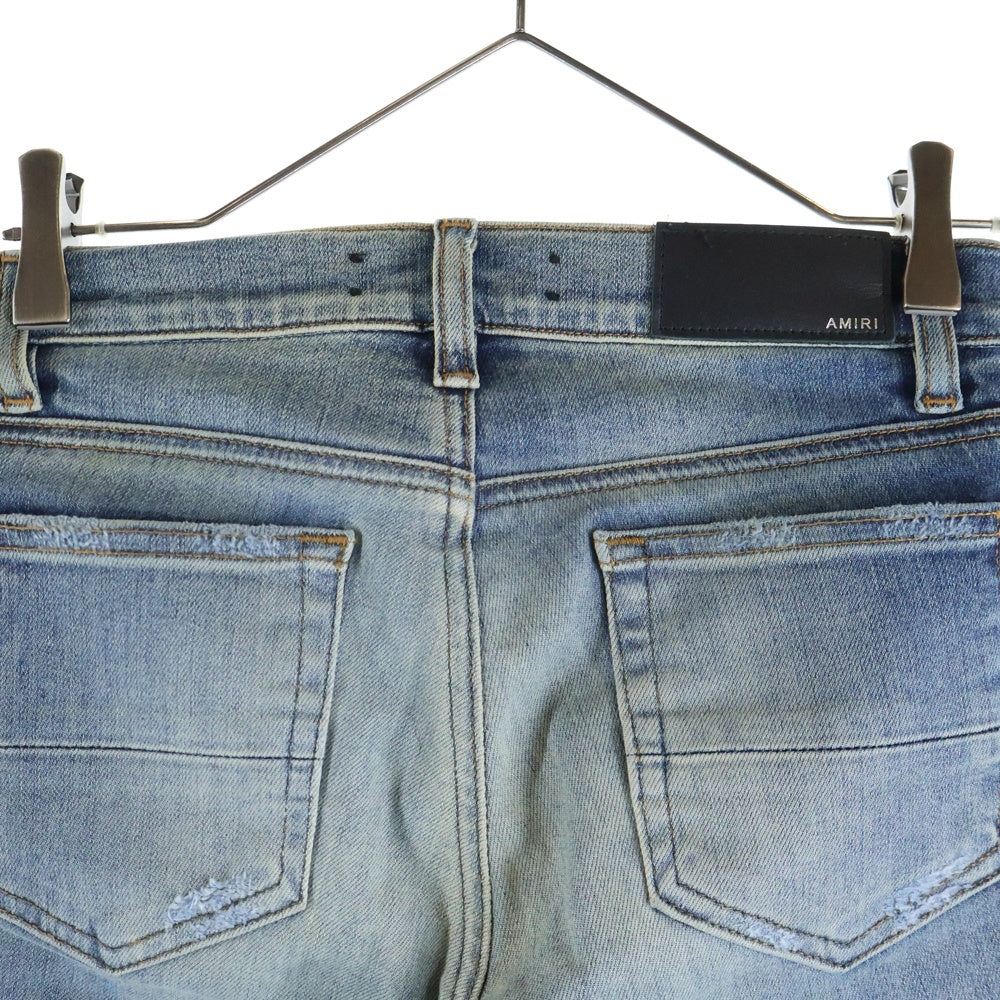 AMIRI(アミリ) 蛇腹切替ダメージ加工バイカースキニーデニムパンツ インディゴ