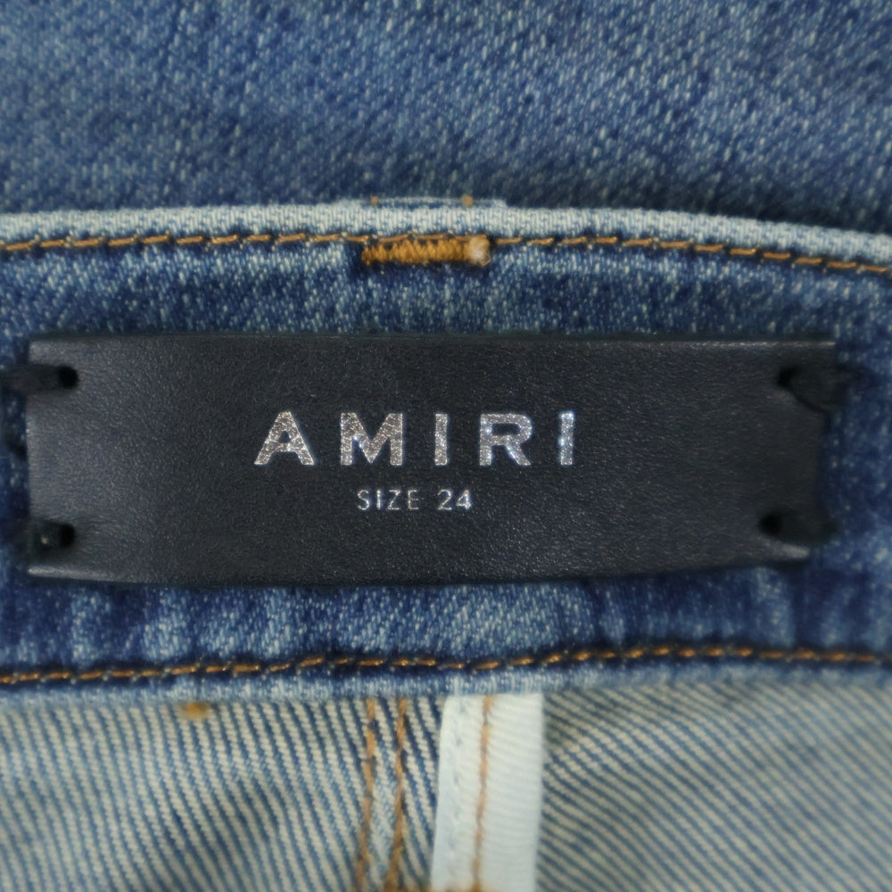 AMIRI(アミリ) 蛇腹切替ダメージ加工バイカースキニーデニムパンツ インディゴ
