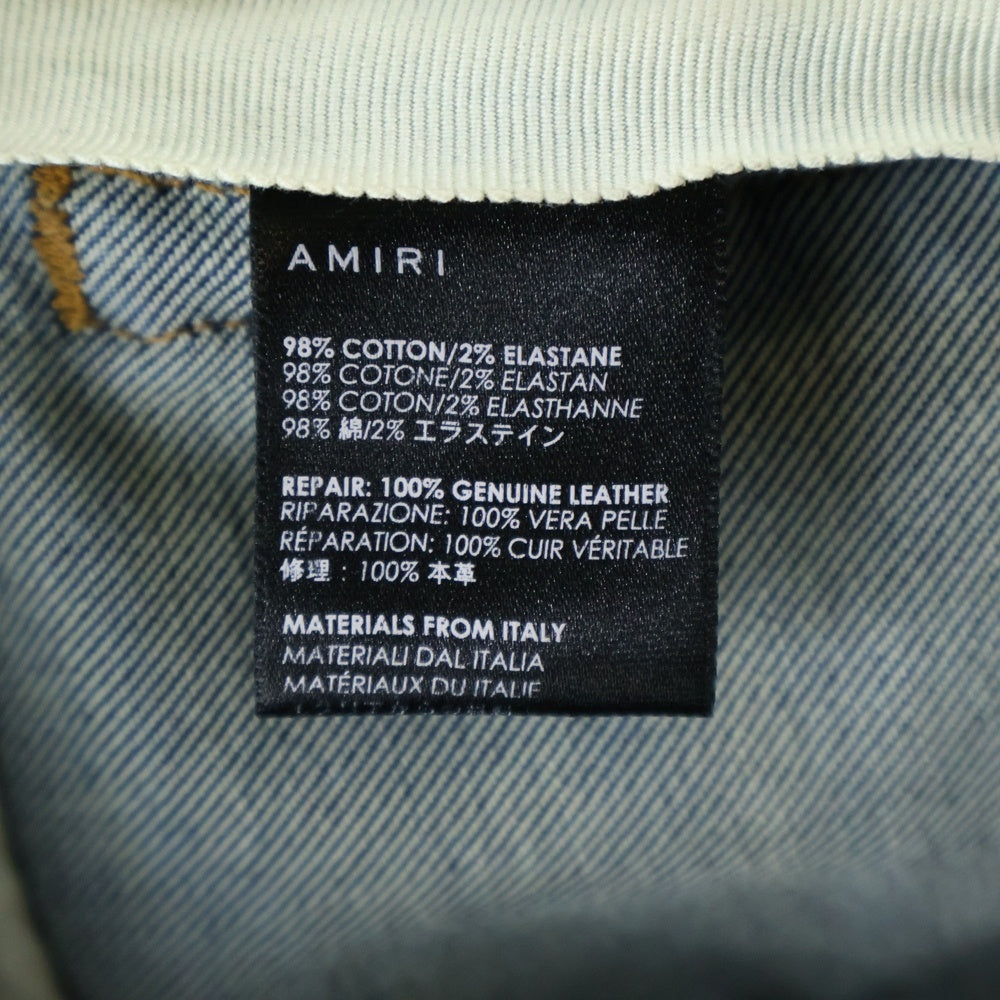 AMIRI(アミリ) 蛇腹切替ダメージ加工バイカースキニーデニムパンツ インディゴ