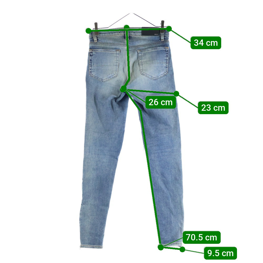 AMIRI(アミリ) 蛇腹切替ダメージ加工バイカースキニーデニムパンツ インディゴ