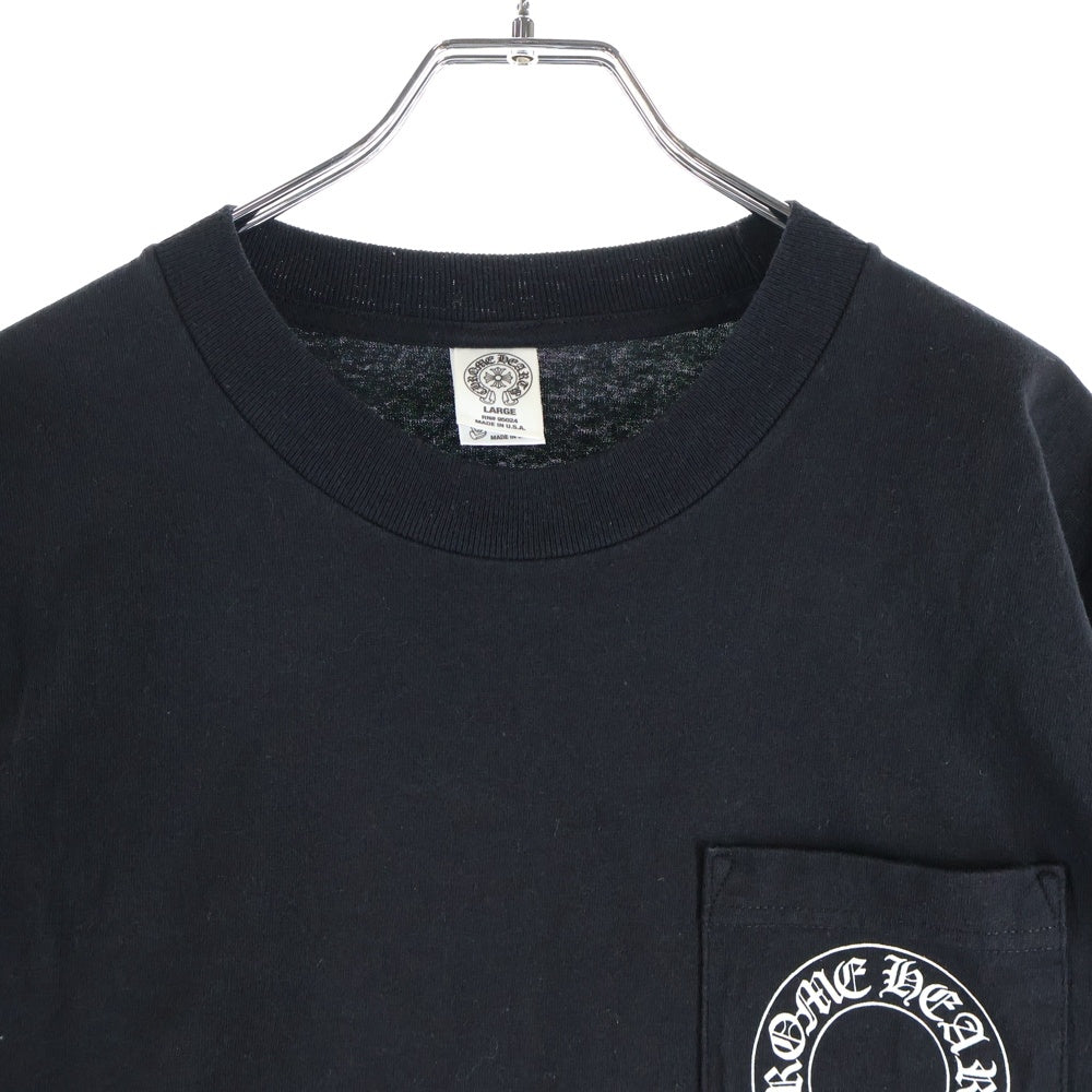 CHROME HEARTS(クロムハーツ) OLD フロントホースシュー バックスクロールラベル 袖スモールCHプリント 長袖Tシャツカットソー ブラック