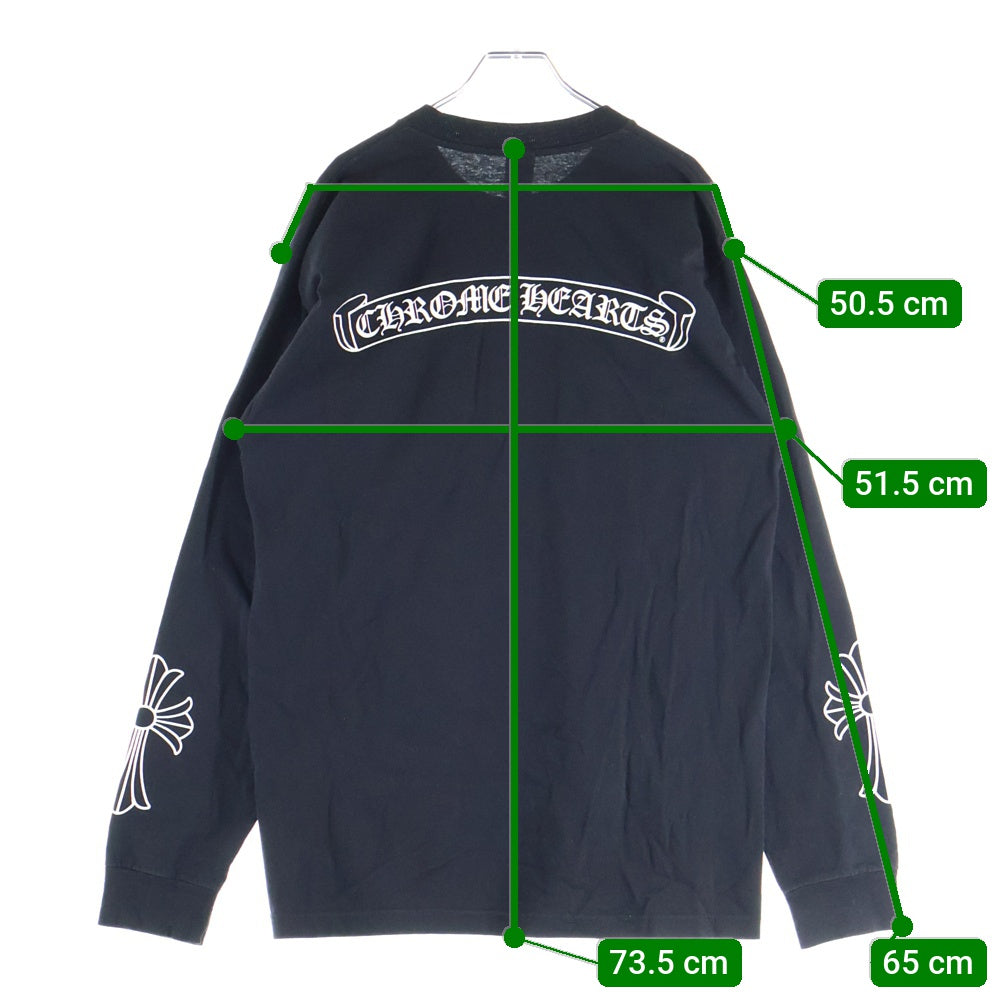 CHROME HEARTS(クロムハーツ) OLD フロントホースシュー バックスクロールラベル 袖スモールCHプリント 長袖Tシャツカットソー ブラック