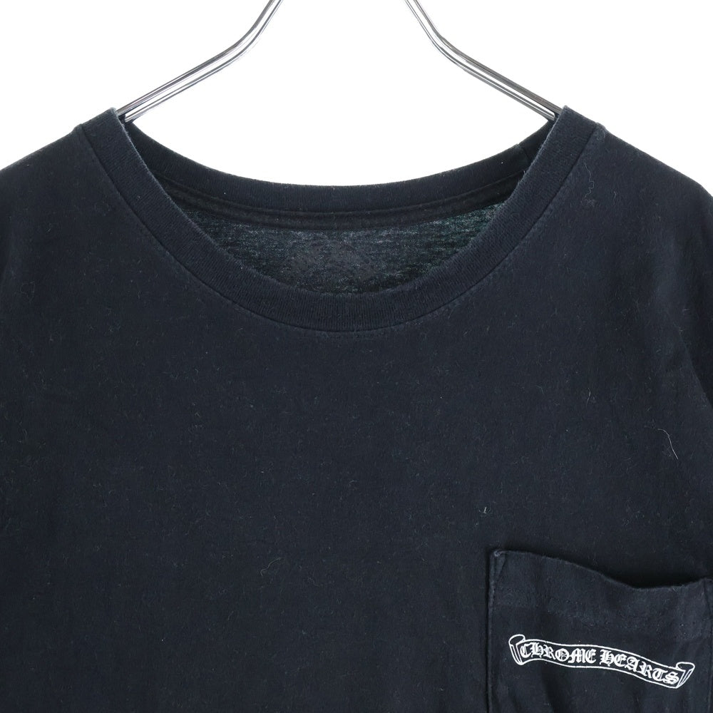 CHROME HEARTS(クロムハーツ) バックスクロールラベルプリント 胸ポケット 半袖Tシャツ カットソー ブラック