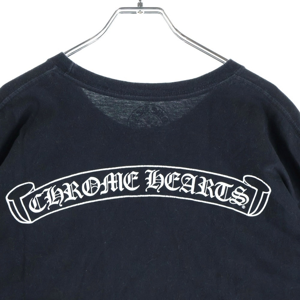 CHROME HEARTS(クロムハーツ) バックスクロールラベルプリント 胸ポケット 半袖Tシャツ カットソー ブラック