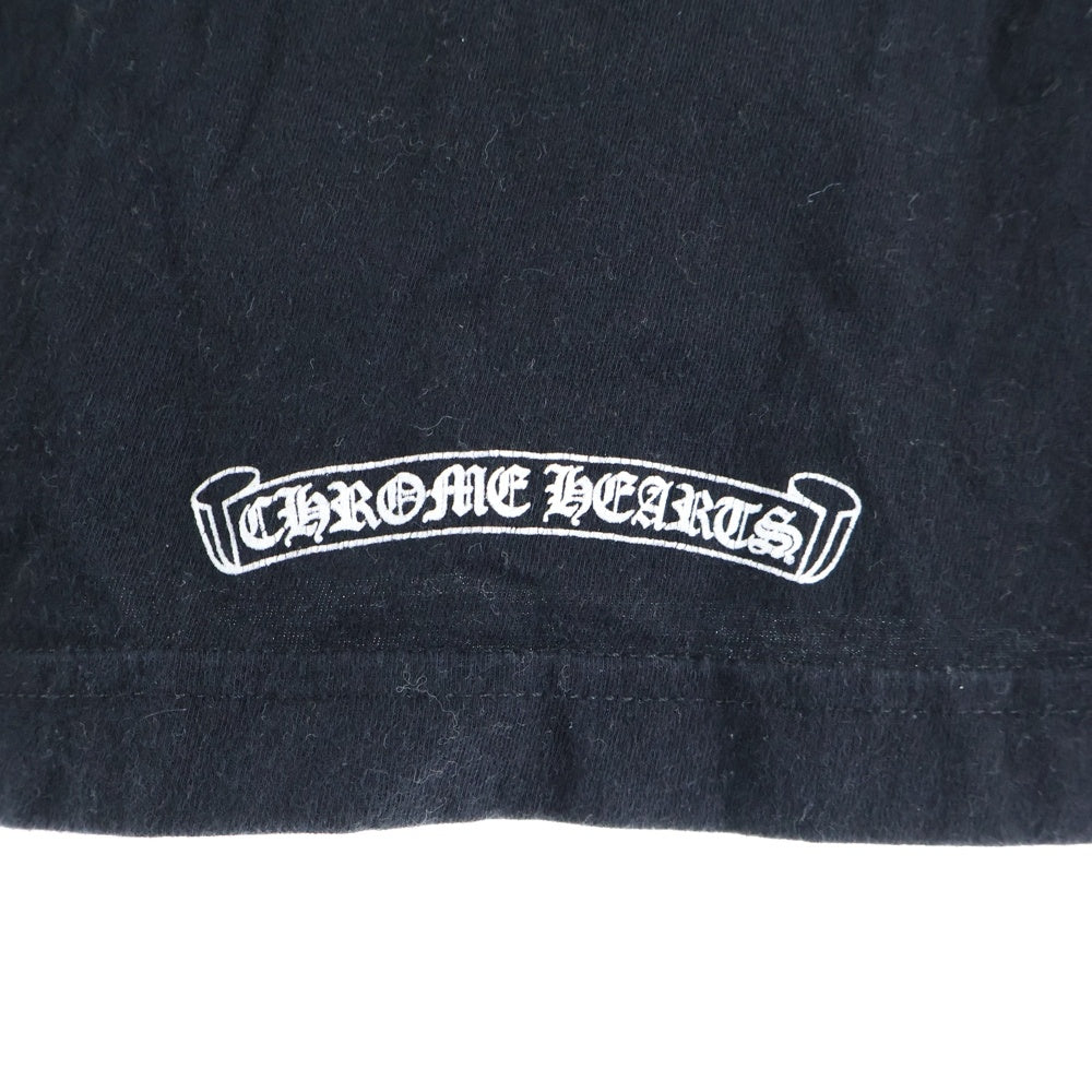 CHROME HEARTS(クロムハーツ) バックスクロールラベルプリント 胸ポケット 半袖Tシャツ カットソー ブラック