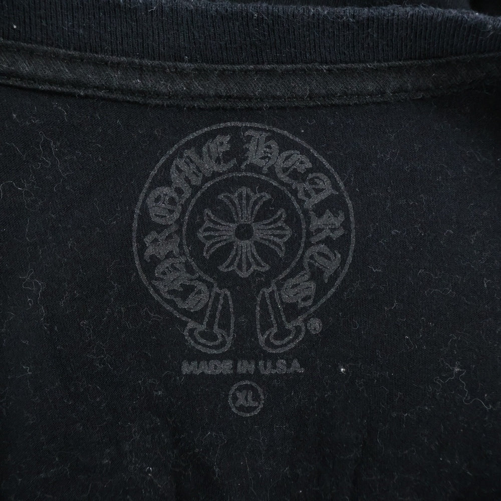 CHROME HEARTS(クロムハーツ) バックスクロールラベルプリント 胸ポケット 半袖Tシャツ カットソー ブラック