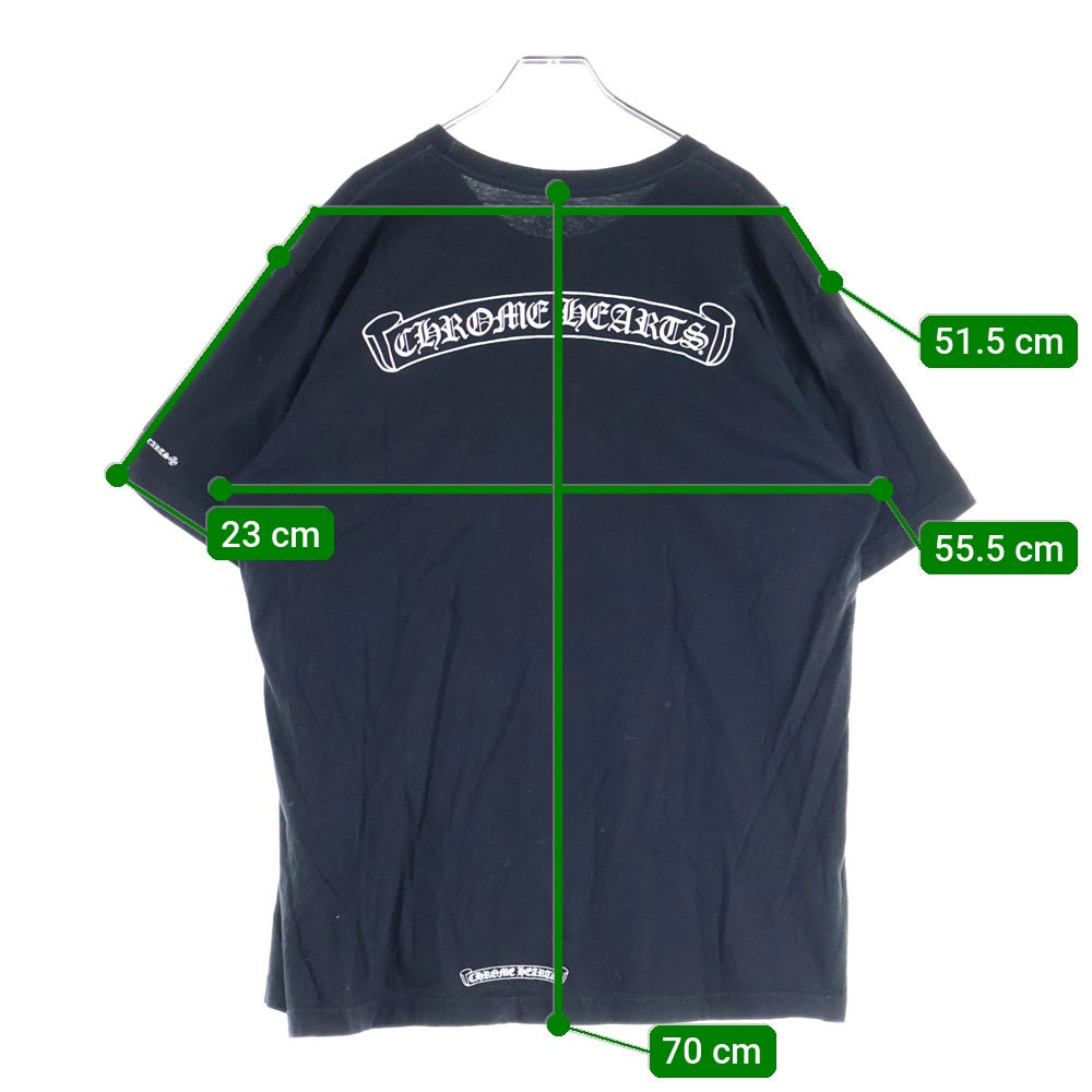 CHROME HEARTS(クロムハーツ) バックスクロールラベルプリント 胸ポケット 半袖Tシャツ カットソー ブラック