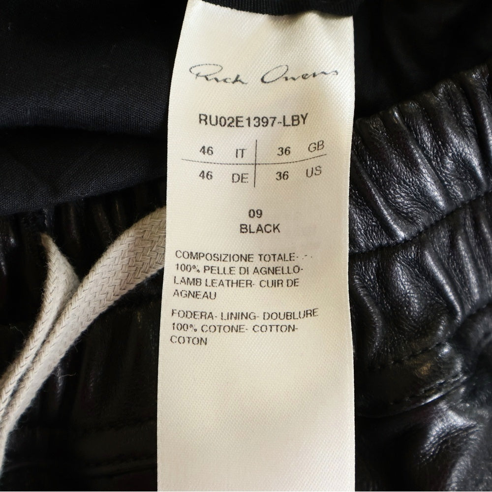 Rick Owens(リックオウエンス) BOXERS SHORTS ボクサーショーツ レザーハーフパンツ ブラック RU02E1397