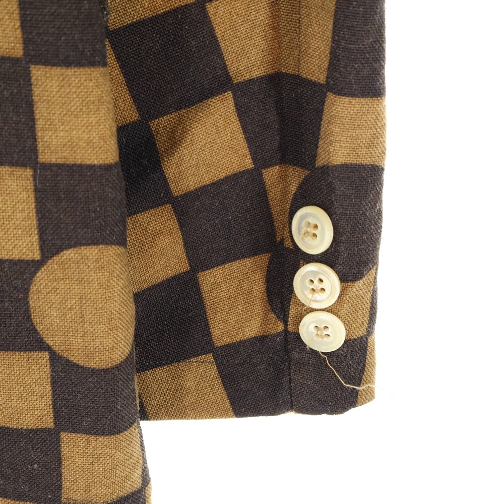COMME des GARCONS HOMME(コムデギャルソンオム) AD2002 田中オム期 ブロックチェックドットテーラードジャケット HI-J019 ブラウン