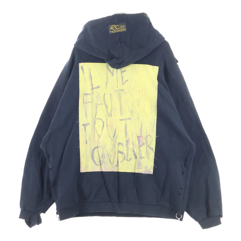RAF SIMONS(ラフシモンズ) 23SS ×Philippe Vandenberg バックプリント ダメージ加工パーカー ブラック