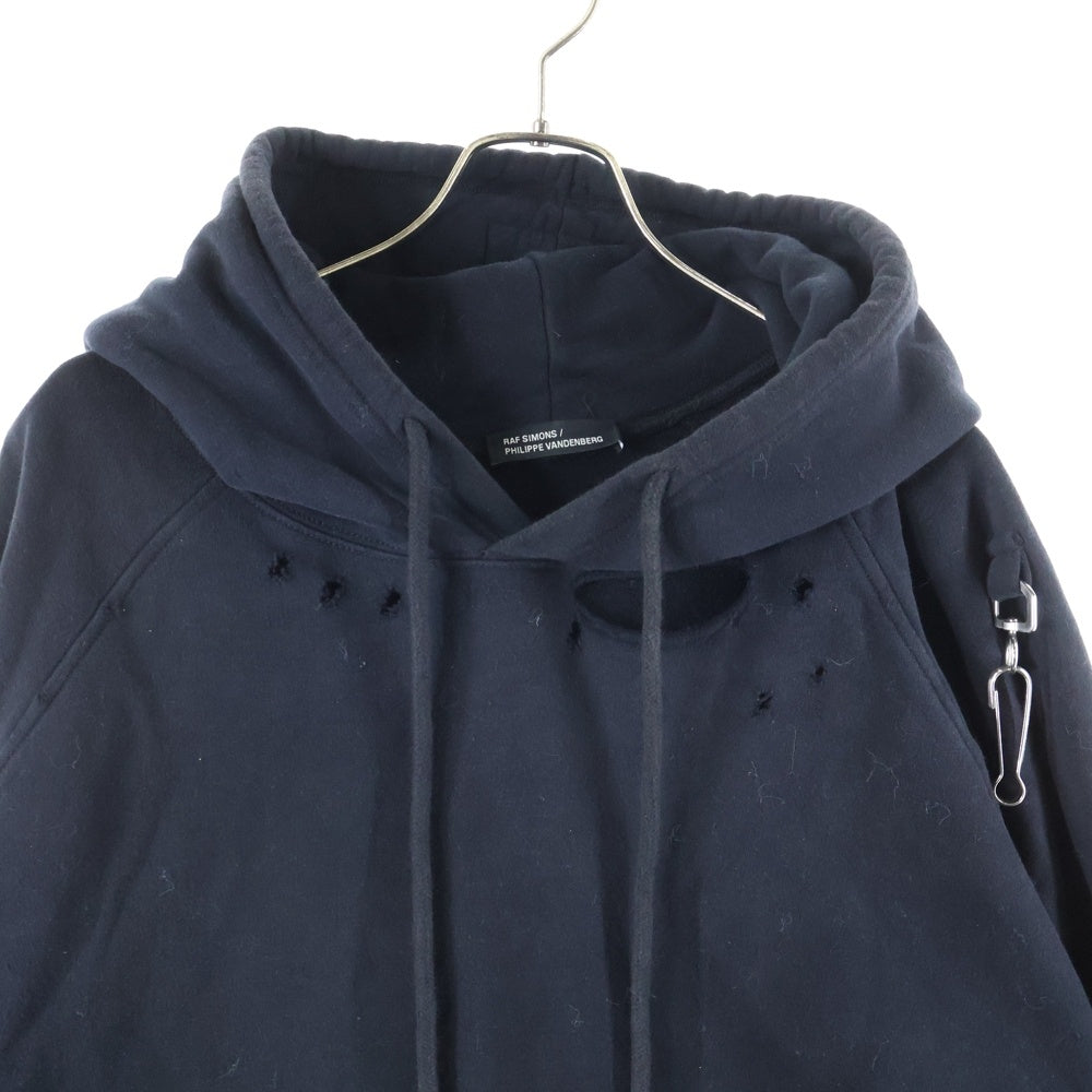 RAF SIMONS(ラフシモンズ) 23SS ×Philippe Vandenberg バックプリント ダメージ加工パーカー ブラック
