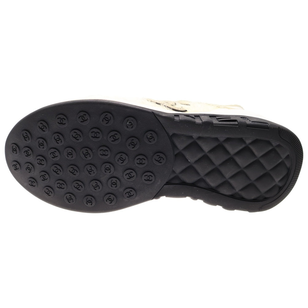 CHANEL(シャネル) G35202 ココマークワッペンスエードレザーシャギーニットローカットスニーカー ホワイト レディース