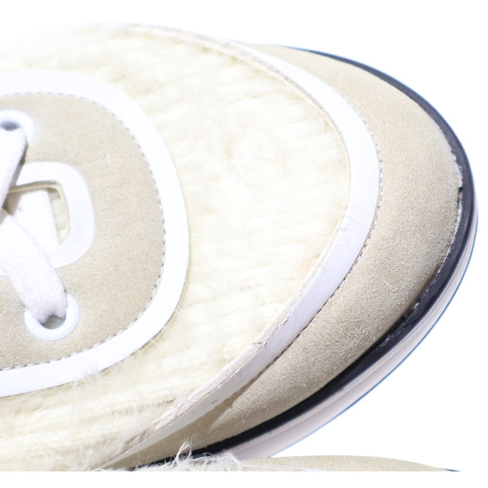 CHANEL(シャネル) G35202 ココマークワッペンスエードレザーシャギーニットローカットスニーカー ホワイト レディース