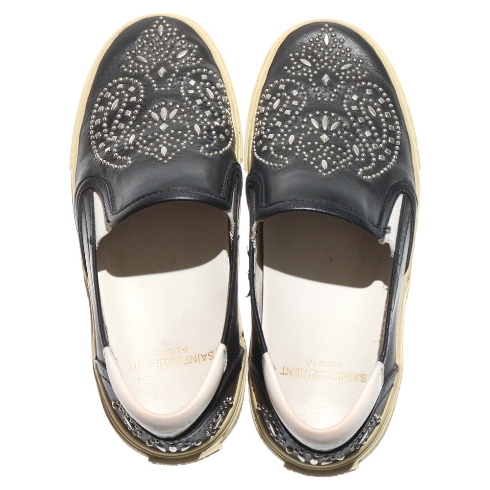SAINT LAURENT PARIS(サンローランパリ) Skate Bandana Studded Leather Sneakers スタッズバンダナモチーフレザースリッポン スニーカー レディース VU376565