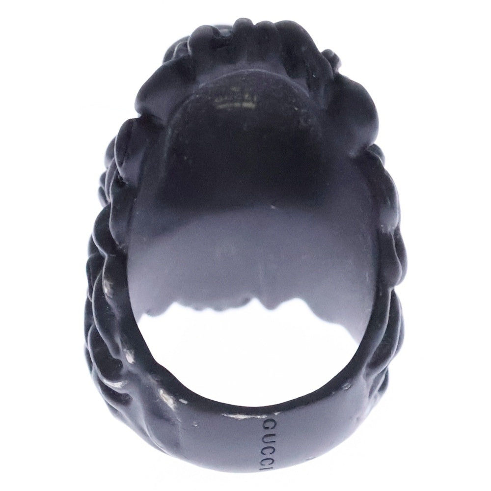 GUCCI(グッチ) ライオンヘッドグラスパール バーニッシュブラックリング 418289