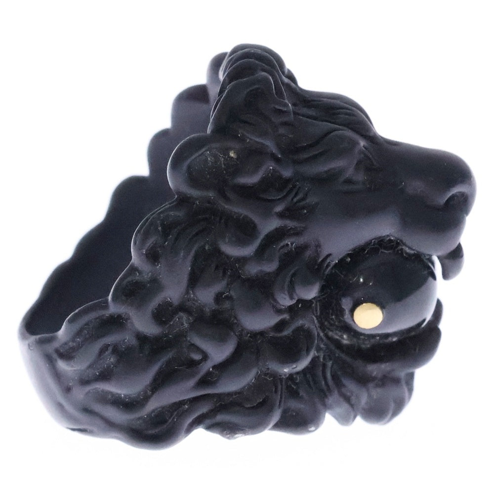 GUCCI(グッチ) ライオンヘッドグラスパール バーニッシュブラックリング 418289