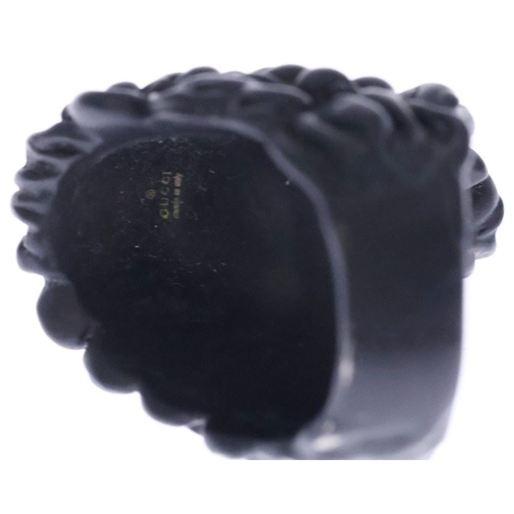 GUCCI(グッチ) ライオンヘッドグラスパール バーニッシュブラックリング 418289