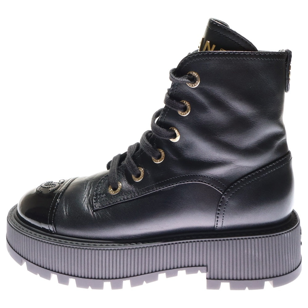 CHANEL(シャネル) CC LACE UP BOOT G45124 ココマーク レースアップ ブーツ ブラック/ゴールド