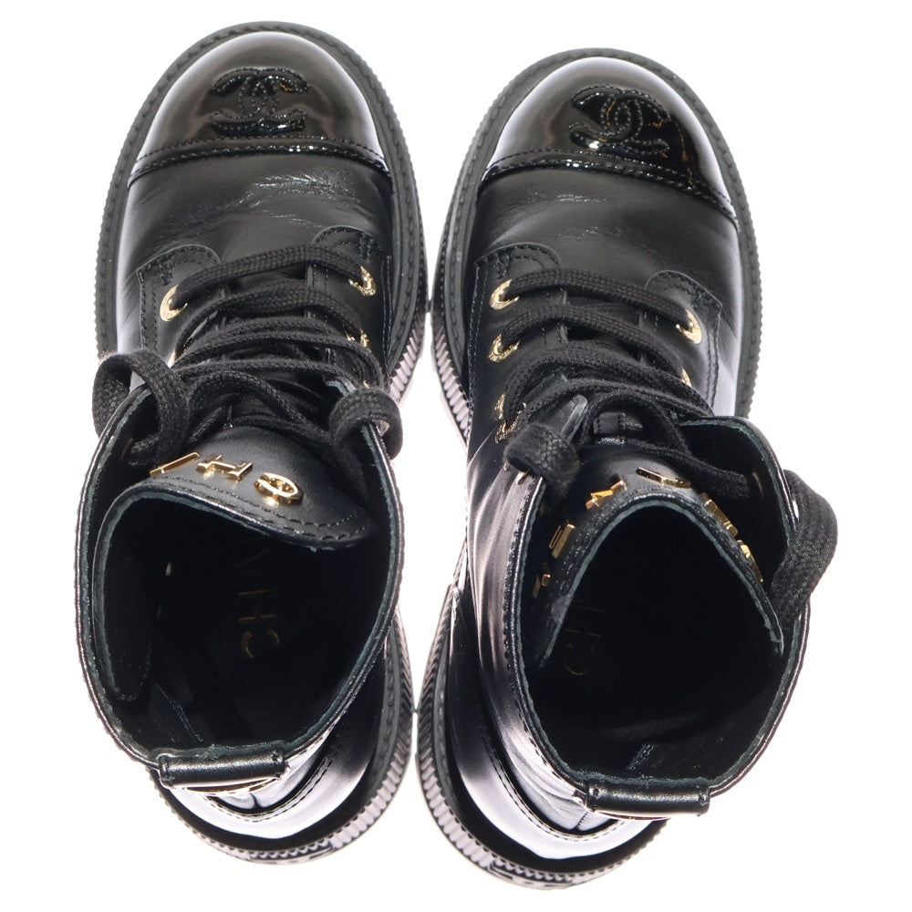 CHANEL(シャネル) CC LACE UP BOOT G45124 ココマーク レースアップ ブーツ ブラック/ゴールド