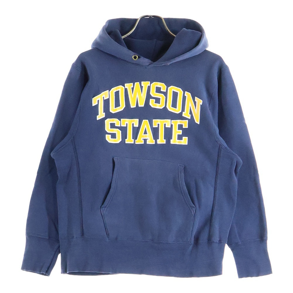 CHAMPION(チャンピオン) 80s ヴィンテージ リバースウィーブ フロントプリント プルオーバーパーカー ネイビー/イエロー