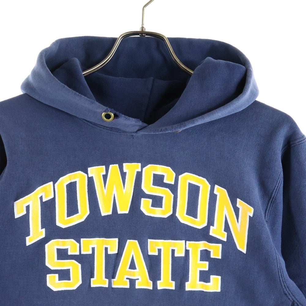 CHAMPION(チャンピオン) 80s ヴィンテージ リバースウィーブ フロントプリント プルオーバーパーカー ネイビー/イエロー