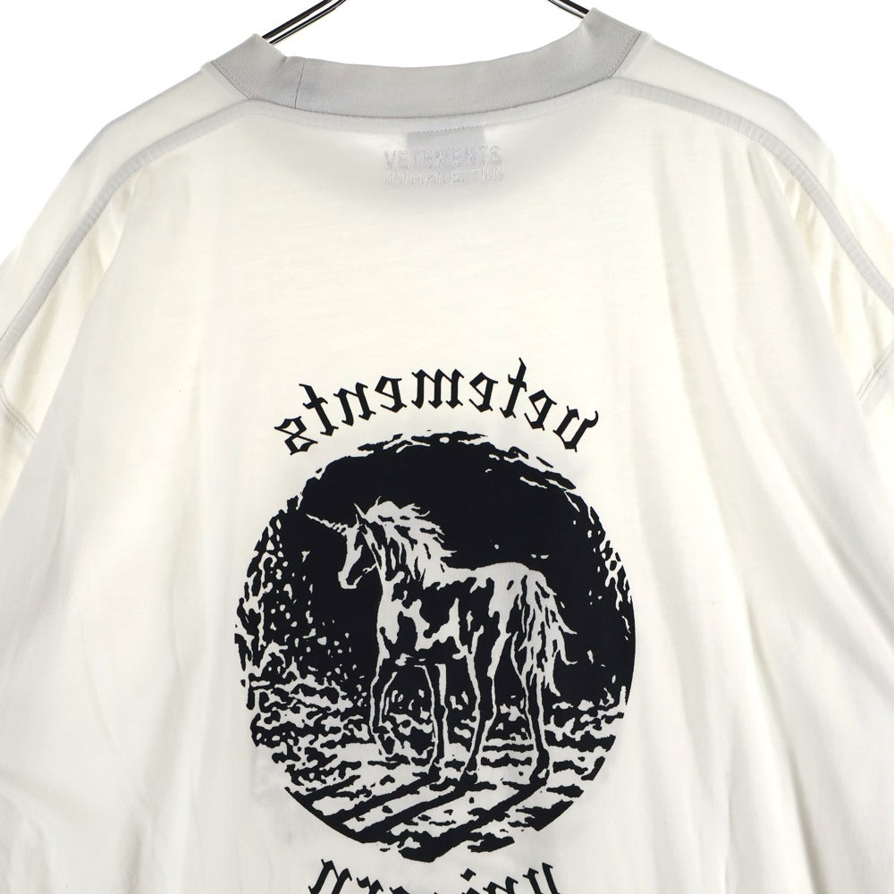 VETEMENTS(ヴェトモン) 20AW ダブルユニコーンプリント 半袖Tシャツカットソー ホワイト UE52TR200W