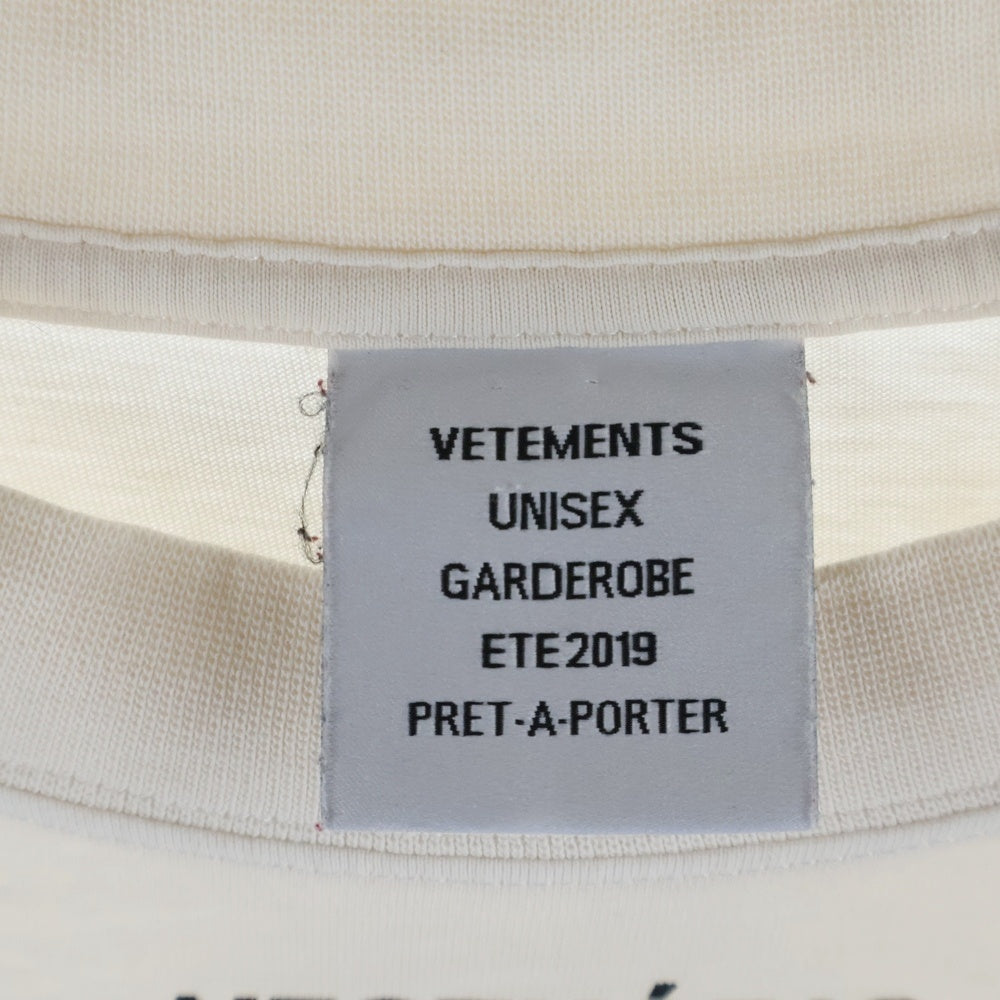 VETEMENTS(ヴェトモン) 19SS Translated Tee トランスレイト プリント 半袖Tシャツカットソー ホワイト USS197067