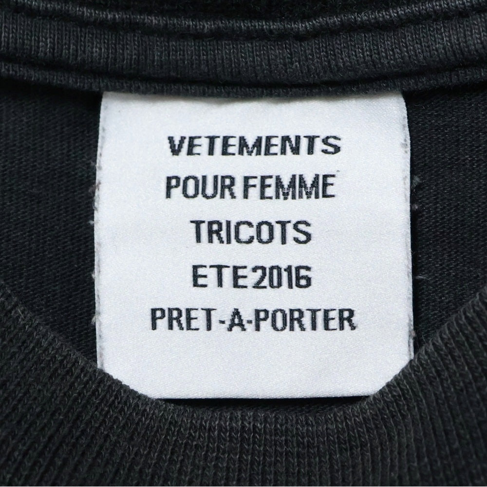 VETEMENTS(ヴェトモン) 16SS Arm Print L/S Tee アームプリント オーバーサイズ 長袖Tシャツ ブラック SS16TP14