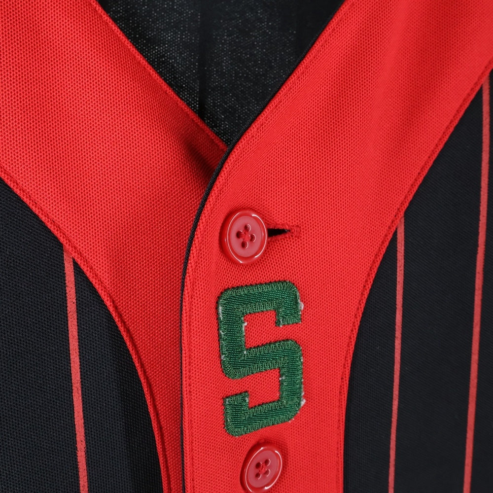 SUPREME(シュプリーム) 18AW Vertical Logo Baseball Jersey ロゴ刺繍 ベースボールシャツ ブラック/レッド