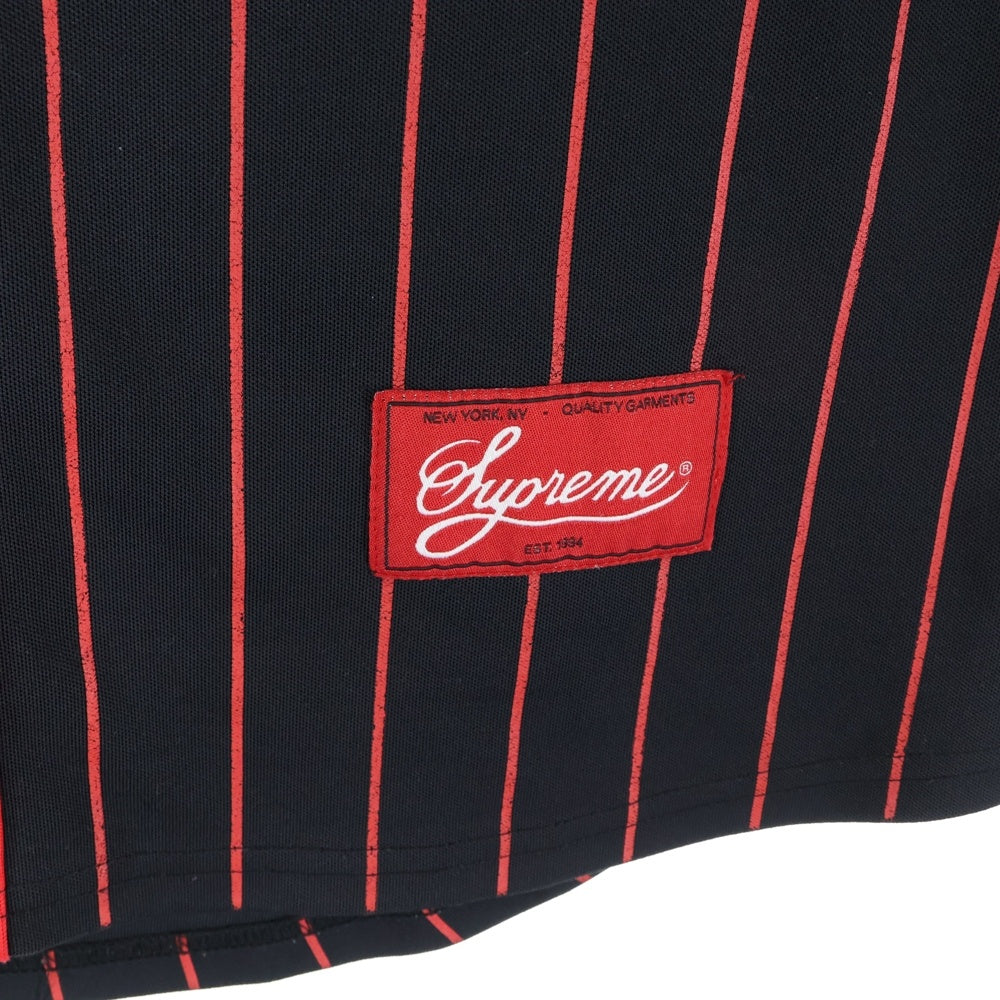 SUPREME(シュプリーム) 18AW Vertical Logo Baseball Jersey ロゴ刺繍 ベースボールシャツ ブラック/レッド