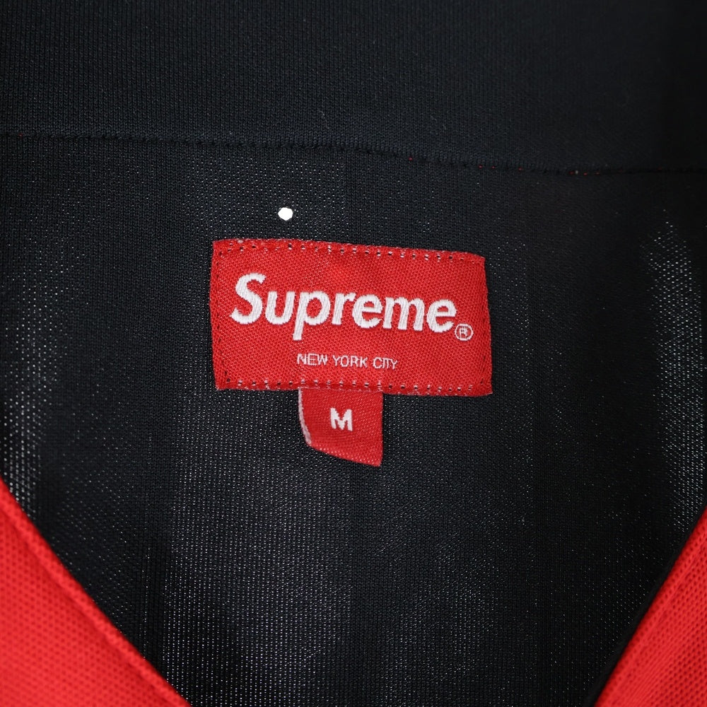 SUPREME(シュプリーム) 18AW Vertical Logo Baseball Jersey ロゴ刺繍 ベースボールシャツ ブラック/レッド