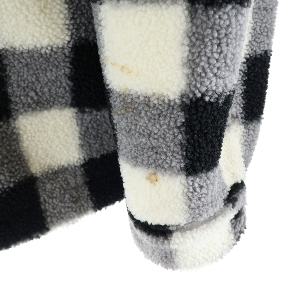 ZARA(ザラ) チェック ボタンダウンボアジャケット ブラック/ホワイト