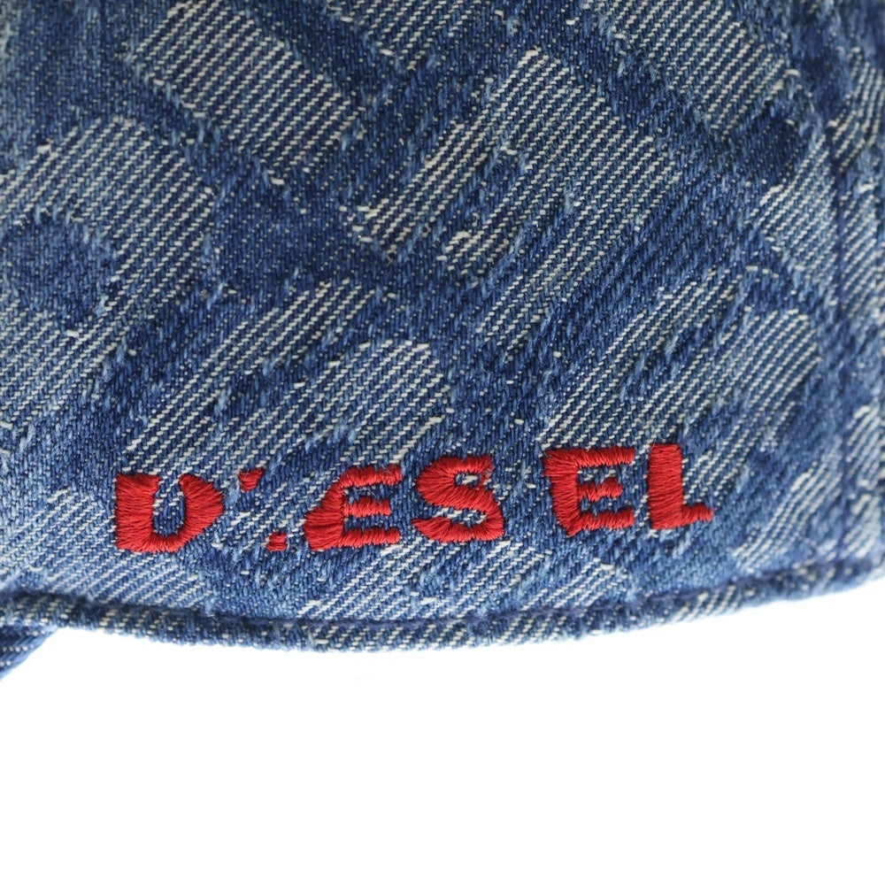 DIESEL(ディーゼル) ロゴ刺繍 デニムベースボールキャップ ブルー