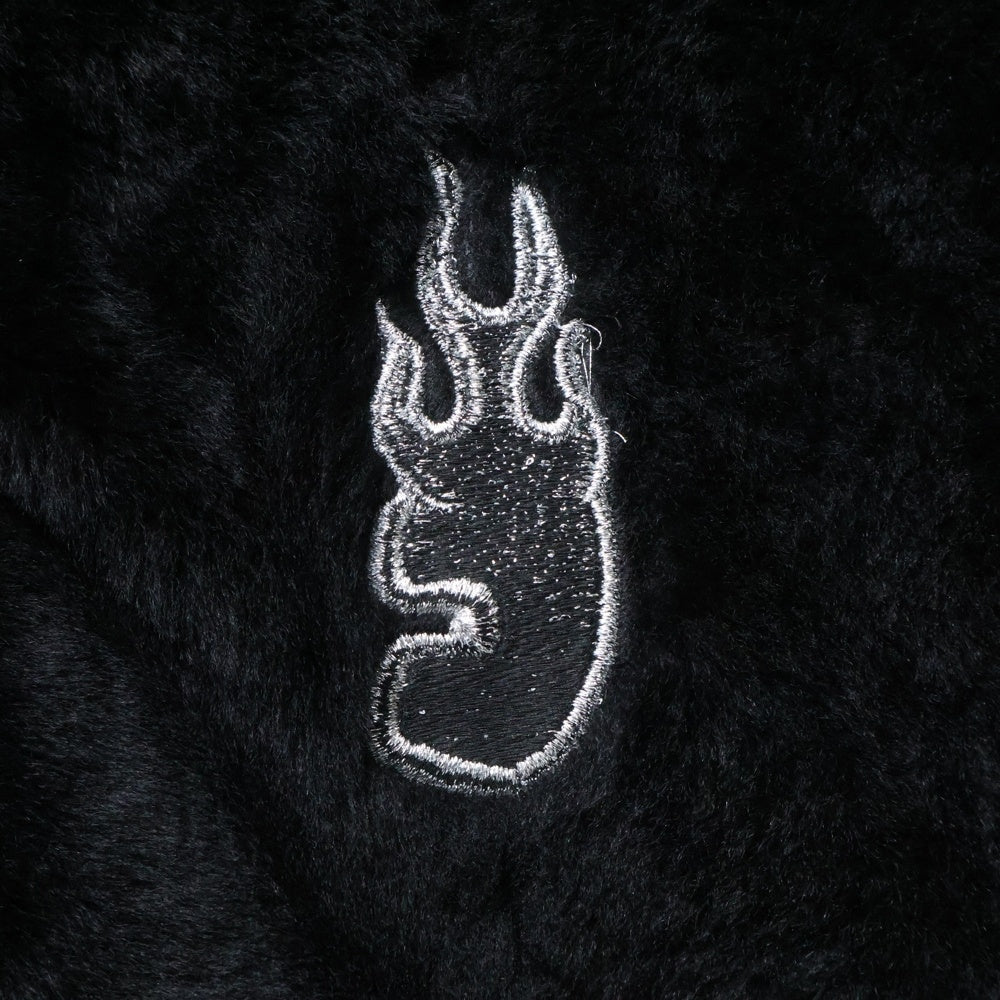 cvtvlist(カタリスト) Logo Embroidery Shearling Jacket ロゴ刺繍ムートンジャケット レザーボアジャケット ブラック
