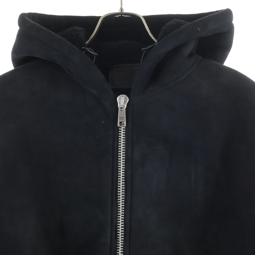 PRADA(プラダ) 21AW シープスキン ムートン ボンバージャケット ブラック UPW405 1ZXR